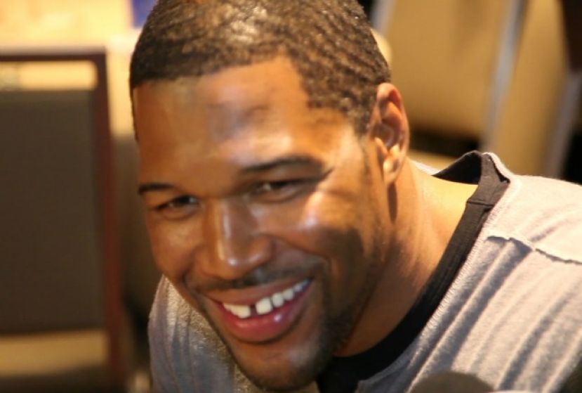 NFL Football Hall of Famer Michael Strahan at Super Bowl 2014 Radio Row in New York City