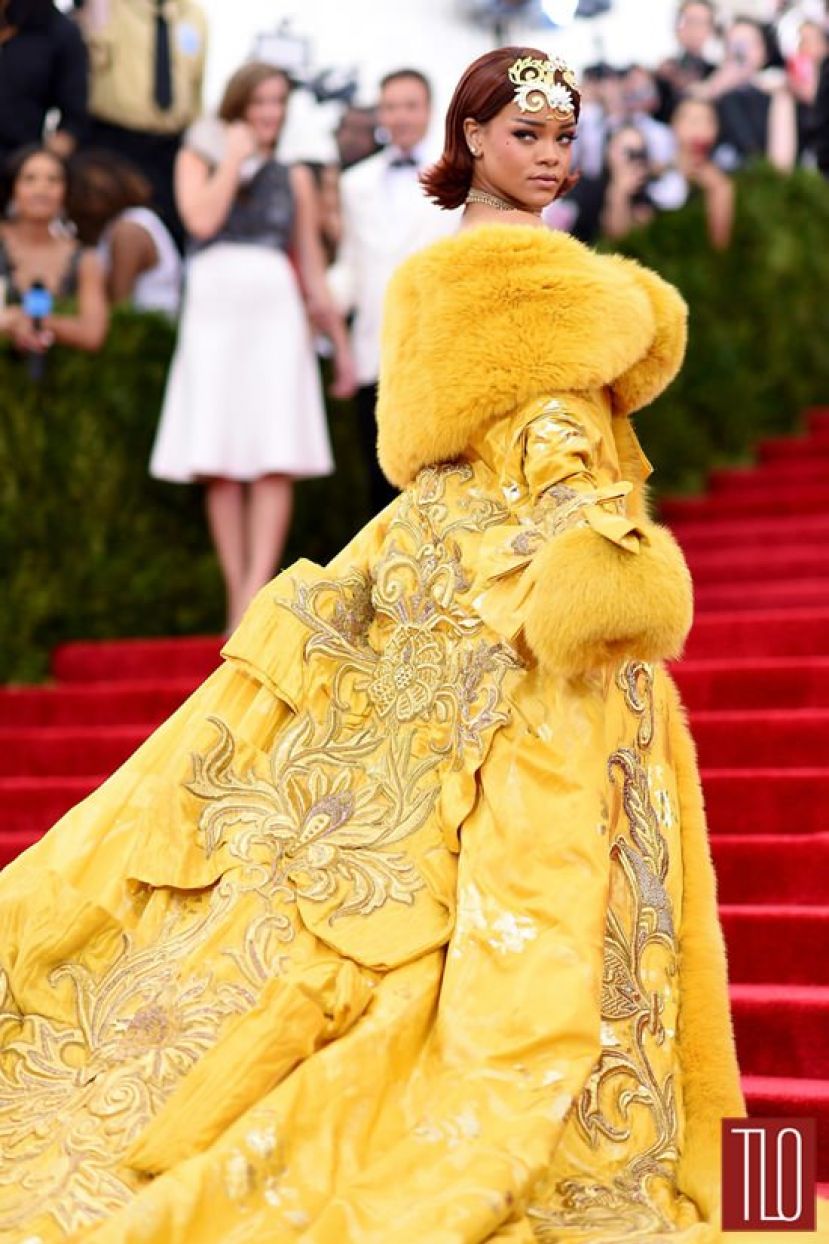 Pop star, Rihanna, on the red carpet at the 2015 Met Gala in New York City