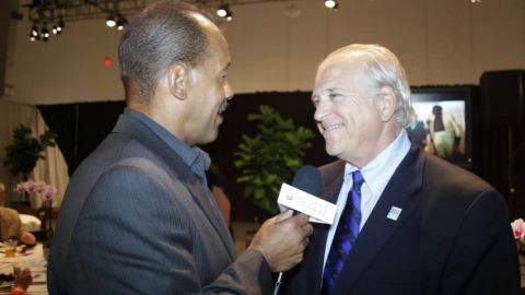 Jon Vegosen, Chair, USTA Board of Directors talking with What's The 411 reporter, Andrew Rosario at the USTA ICON Awards