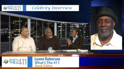 Photo (l to r): Actors Douglas Wade and Sean C. Turner talking with What's The 411 Art and Culture Editor, Luvon Roberson, about the upcoming Black Spectrum Theatre production of Two Trains Running