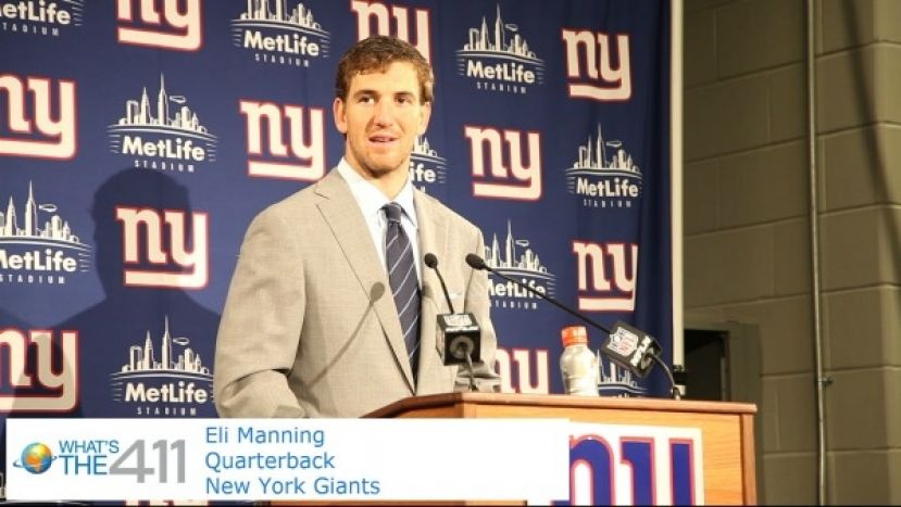 Eli Manning addressing the media after loss to Philadelphia Eagles