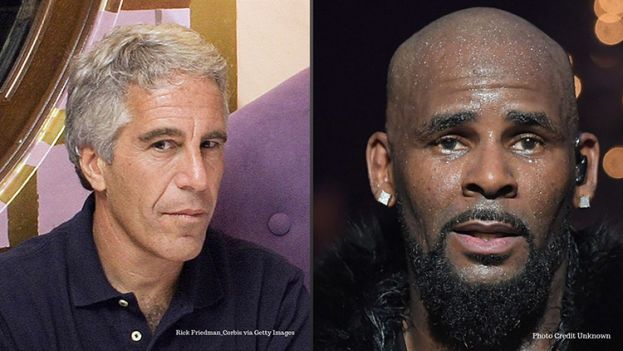 Accused sexual predators, financier, Jeffrey Epstein (left), and singer, music producer, R. Kelly