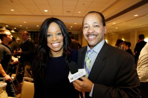 What's The 411Sports reporter, Andrew Rosario, talking with Fox Sports Analyst, Pam Oliver