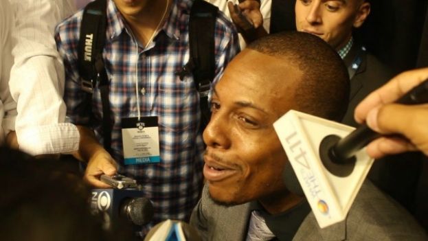 Brooklyn Nets Forward Paul Pierce speaking with the media