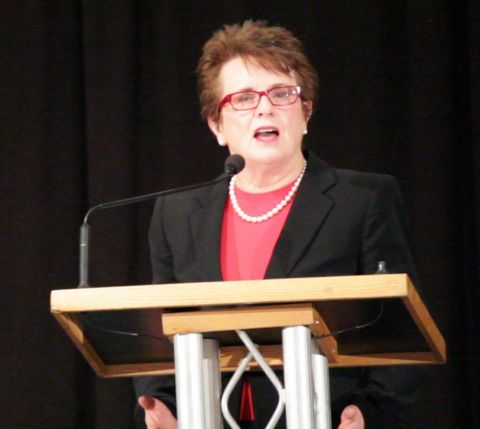 Tennis Legend Billie Jean King introducing legendary coach Pat Summitt